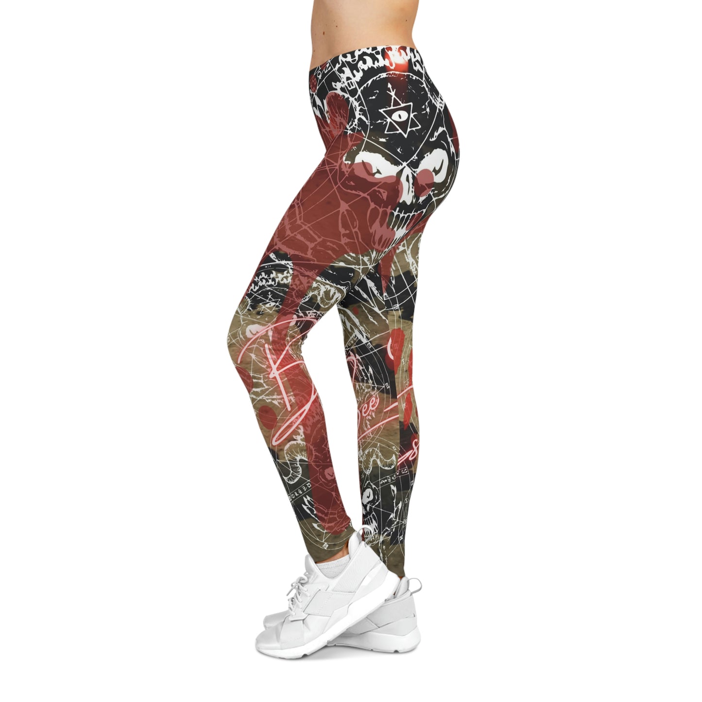 Women's Goth Grunge Y2k Abstract Casual Leggings (AOP), Trendy Gym Sportwear