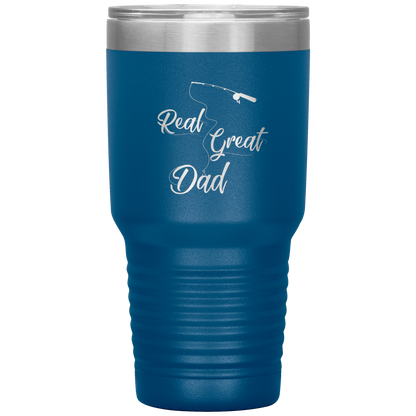 Fishing Tumbler Cup for Dad, Real Great Dad Tumbler Gift for Papa Dad Daddy Grandpa Father's Day Gift
