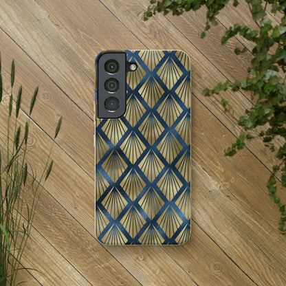 Blue and Gold Eco-Friendly Biodegradable Phone Case: Protect Your Device & the Planet"