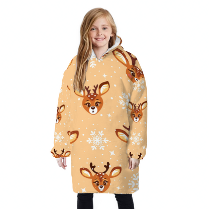 Children Christmas Pullover Hooded Lounger Sleepwear Flannel Cute Deer Lounge Wear