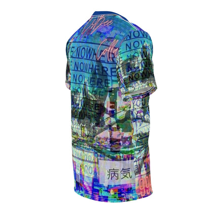 Blue Abstract Graphic Tee Men Women, Cool All Over Print Streetwear