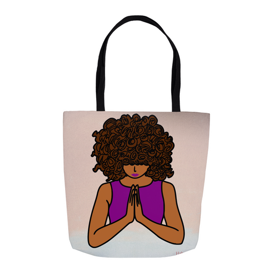 Tote Bags For Black Women  Praying Woman  Christian Gift Canvas Tote Bag