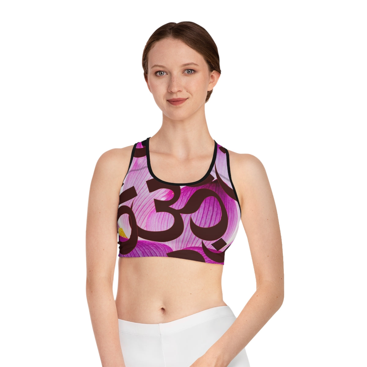 Sports Workout Fitness Cute Bra Top (AOP), Allover Print Abstract Crop Top Streetwear