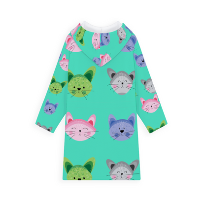 Custom Kids' Cat All Over Print Pullover Hooded Lounger Cat Shirt Loungewear