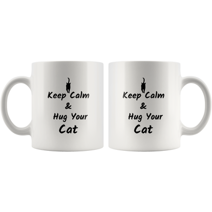 Cat Coffee Mug Cat Lover Gift  Cat Mom Cat Dad Hug your Cat Custom Mug  Birthday gift