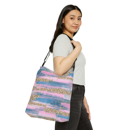 Glitter Weekender Bag for Women, Glitter Tote Bag, Adjustable Zippered Tote Bag With Pockets, Tote Bag Canvas