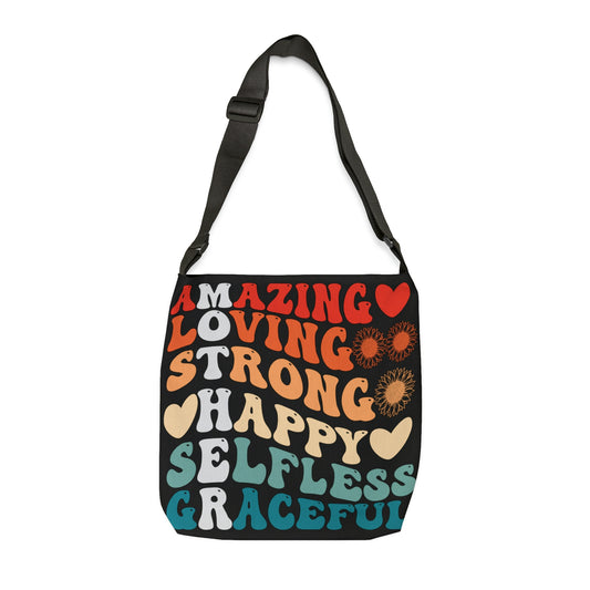 Mother's Definition Tote Bag, Mother's Day Gift, Adjustable Zippered Tote Bag With Pockets, Weekend Overnight Canvas Bag