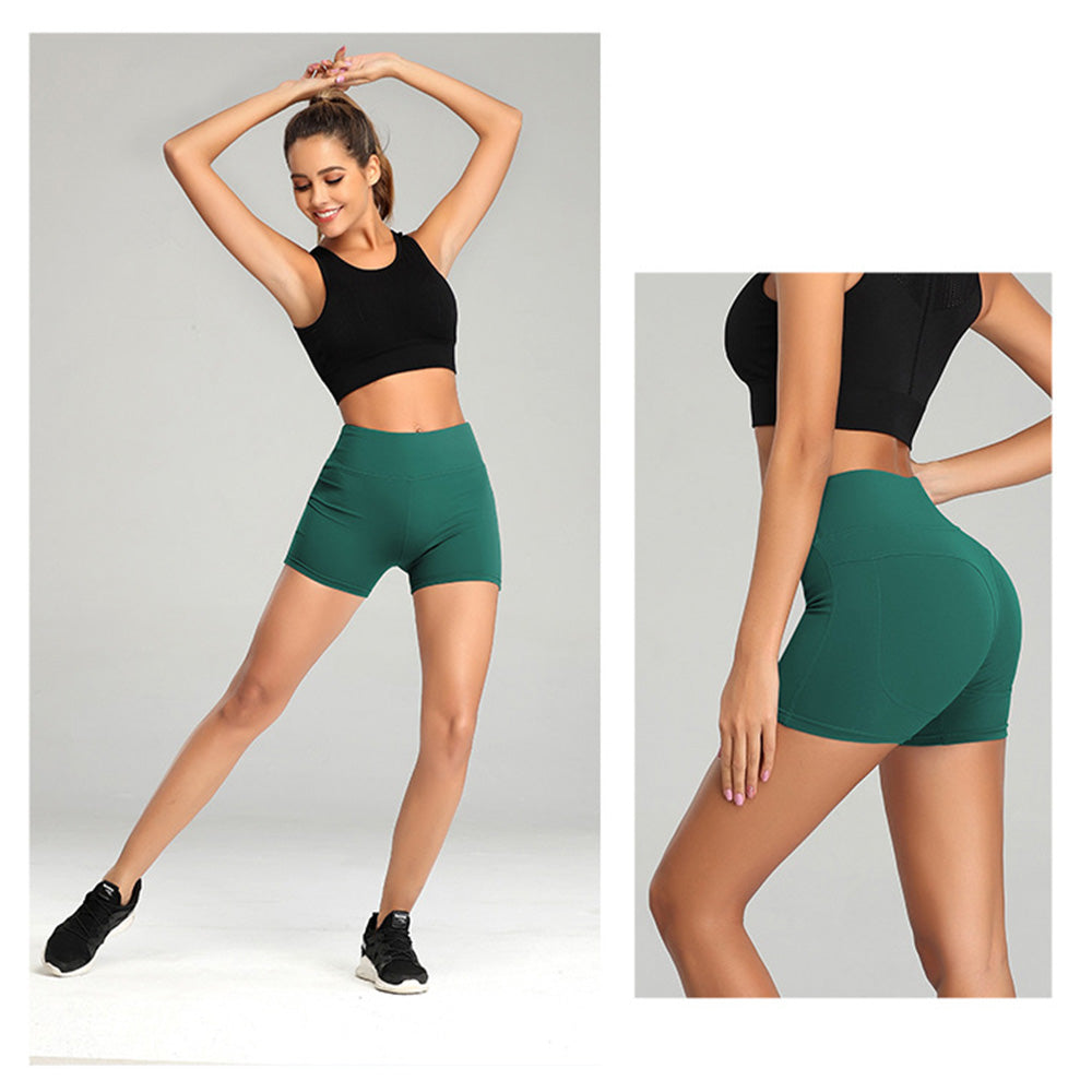 women's green yoga shorts workout shorts