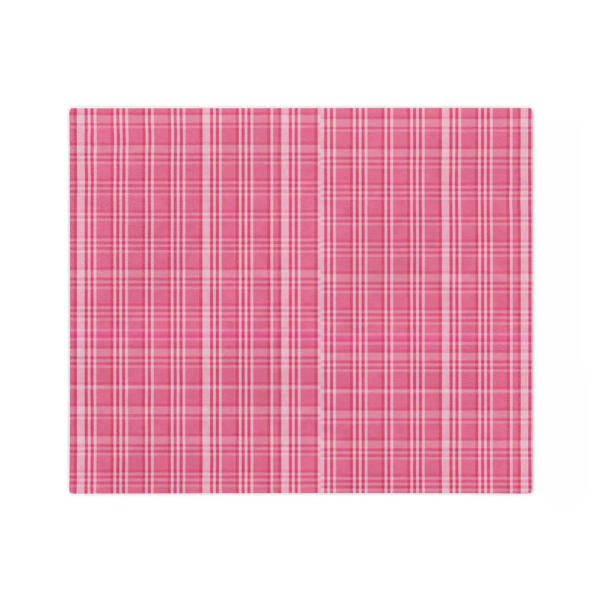 Pink Plaid Minky Throw Blanket Adult, Fleece Velveteen Blanket, Cute Plush