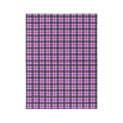 Purple Plaid Throw Blanket, Fleece Blanket, Minky Blanket Adult, Velveteen, Cute Plush Blanket