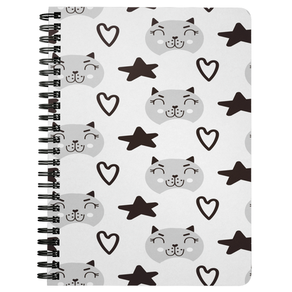 Scandinavian Cat Journal Notebook Diary Daybook Spiral Lined Notebook Cat Lover Gift Writing Book
