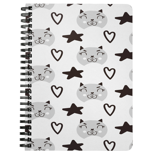 Scandinavian Cat Journal Notebook Diary Daybook Spiral Lined Notebook Cat Lover Gift Writing Book
