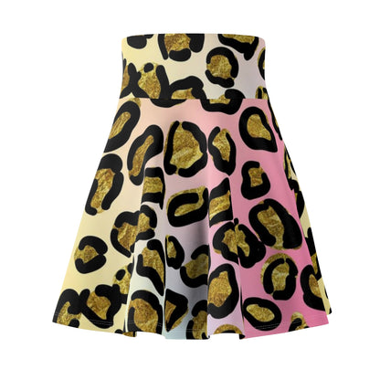 Women's Skater Skirt Leopard Animal Print, Cute High Waist Circle Skirt, Full A Line Skirt
