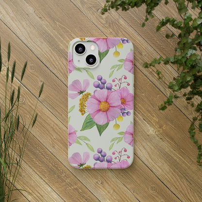 Floral Flower Tough Phone Case, Cute Cool Trendy Biodegradable Phone Case
