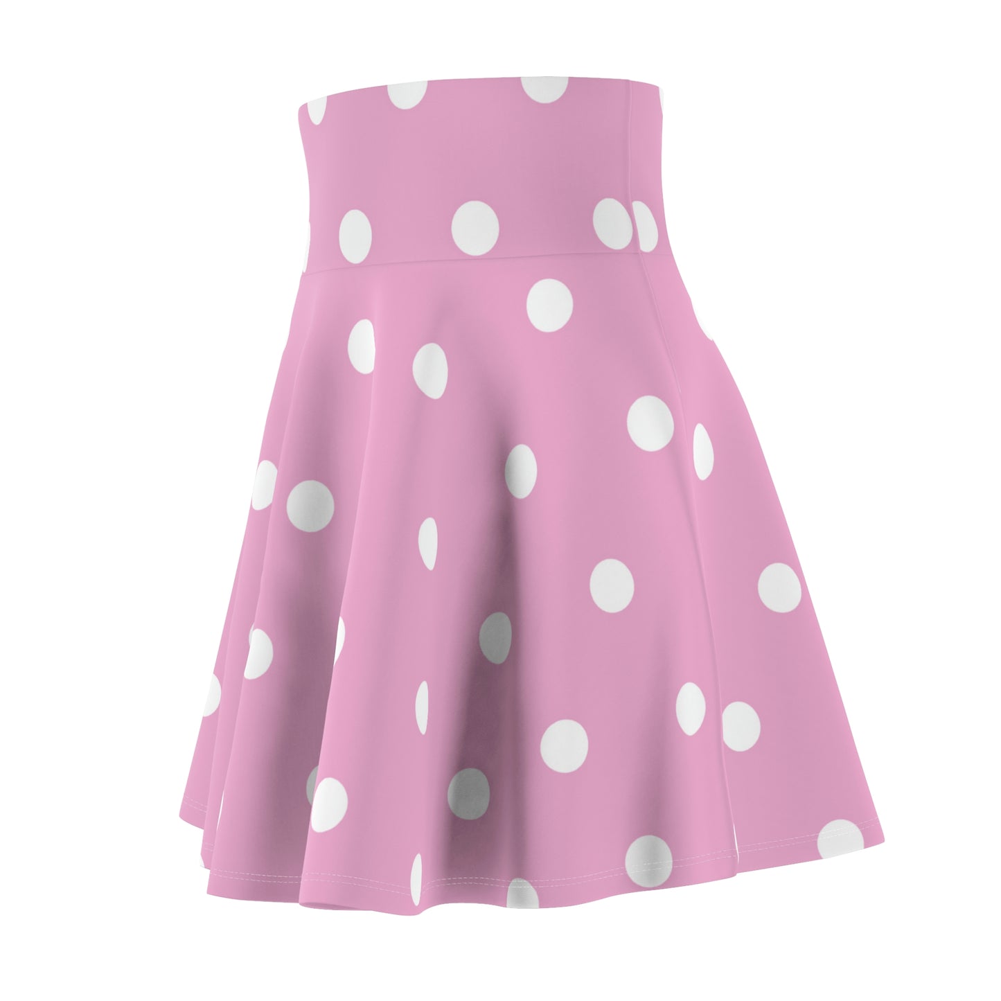 Women's Skater Skirt Pink Polka Dot, Cute High Waist Circle Skirt, Full A Line Skirt