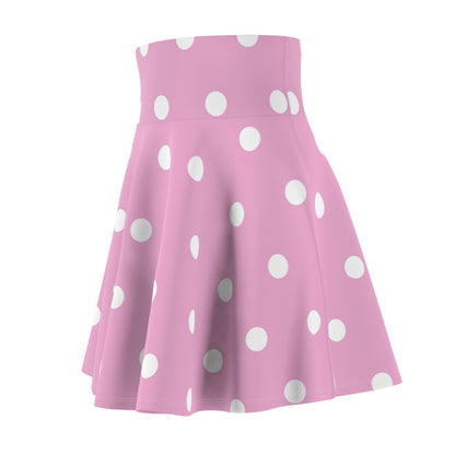 Women's Skater Skirt Pink Polka Dot, Cute High Waist Circle Skirt, Full A Line Skirt