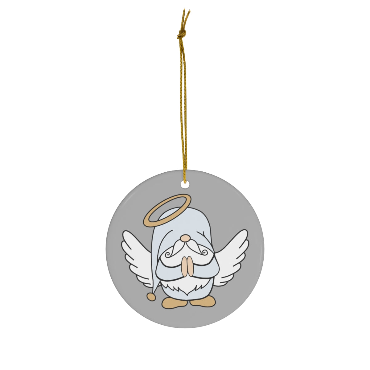 Gnome Angel Christmas Tree Ornament, Xmas Tree Decoration, Cute Ceramic Ornament