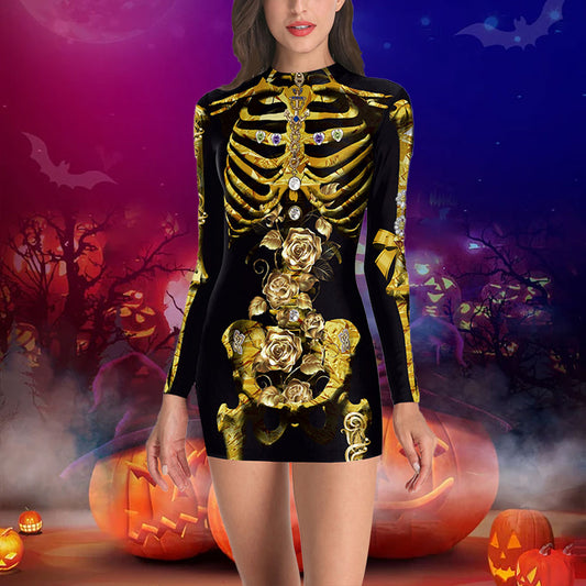 Women's Skeleton Dress Cosplay Hot Sexy Halloween Costume