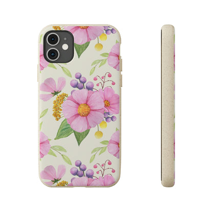 Floral Flower Tough Phone Case, Cute Cool Trendy Biodegradable Phone Case
