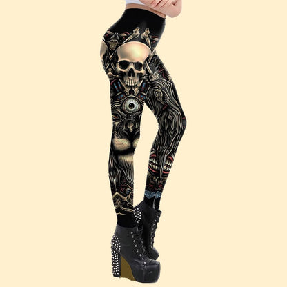 Women's Halloween High-Waisted Skeleton Head Leggings