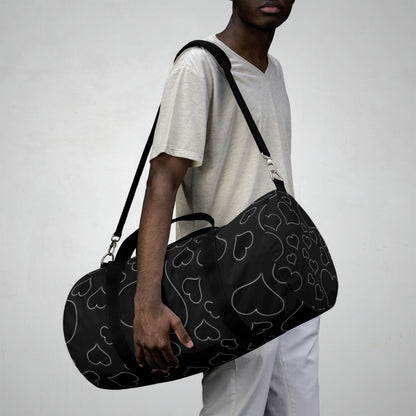 Black Hearts Duffle Bag, Goth Duffle Bag, Weekender Duffle Bag, Carry on