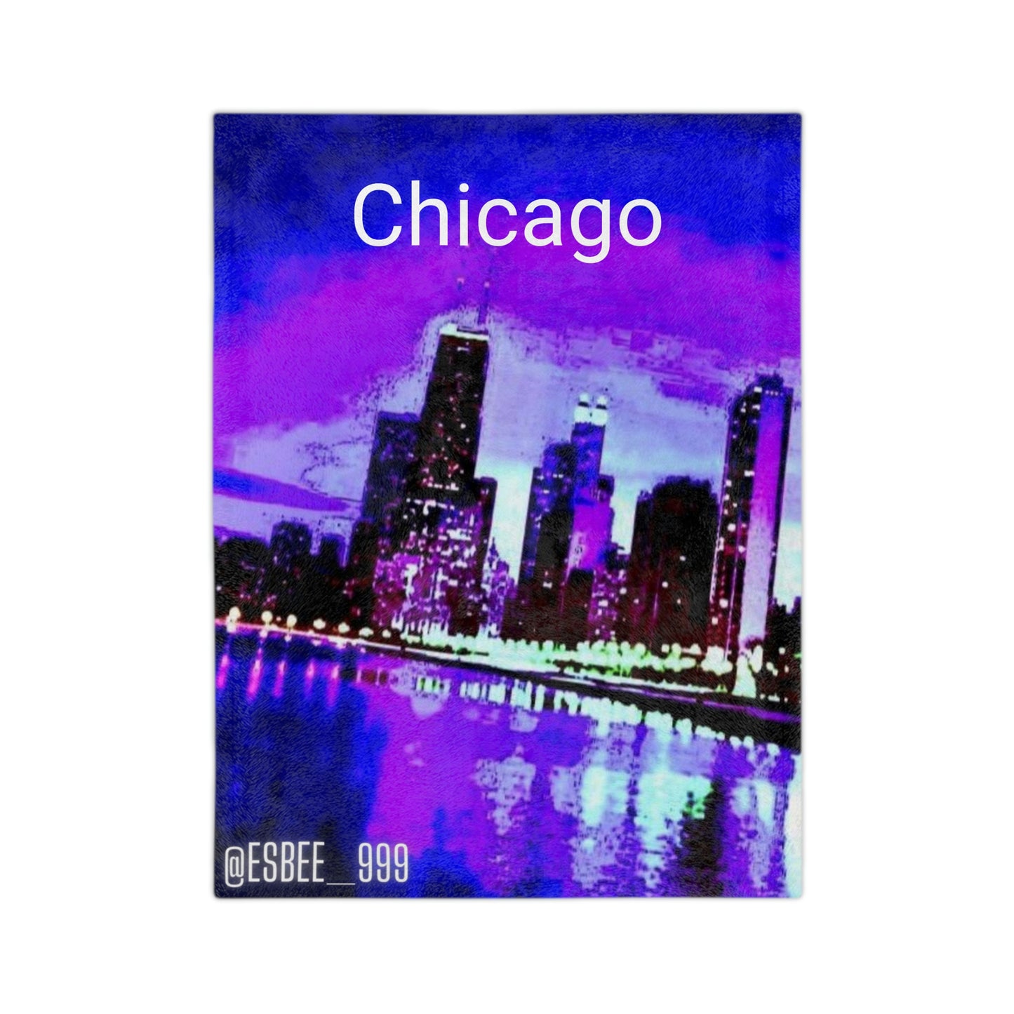 Chicago Skyline Throw Blanket Soft Fleece Cozy Warm Plush Velveteen Minky Blanket