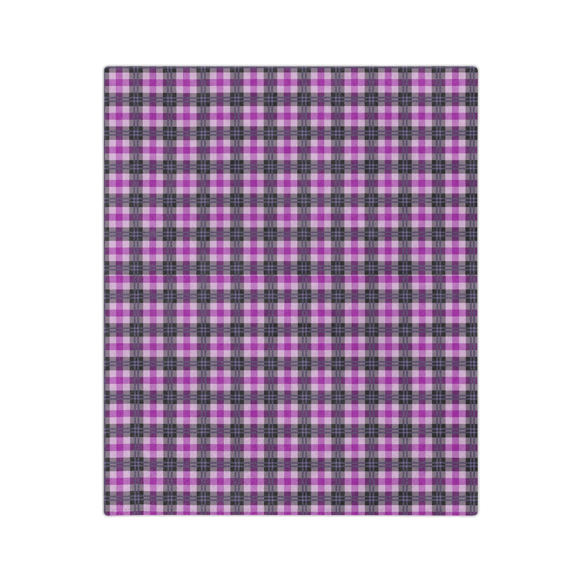 Purple Plaid Throw Blanket, Fleece Blanket, Minky Blanket Adult, Velveteen, Cute Plush Blanket