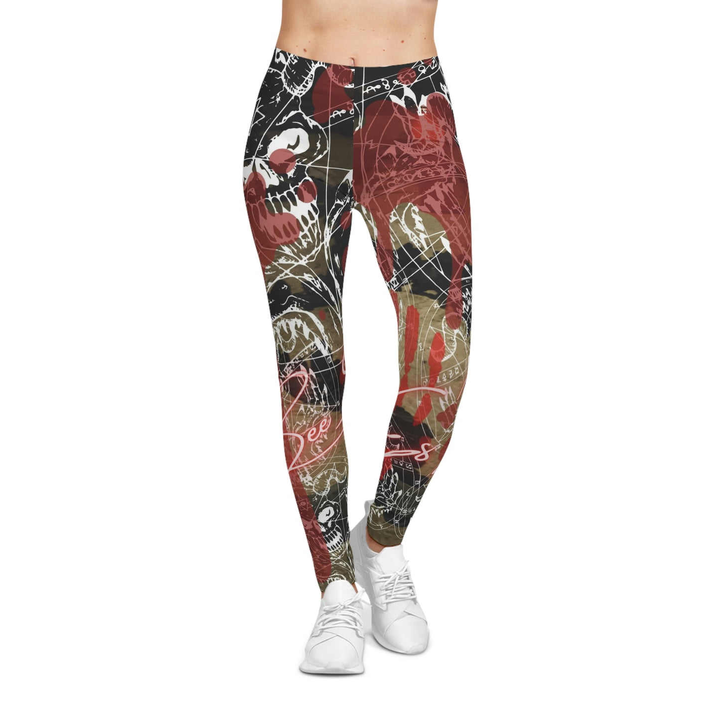 Women's Goth Grunge Y2k Abstract Casual Leggings (AOP), Trendy Gym Sportwear