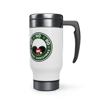 Peeping Black Girl Christmas Travel Mug with Handle, Coffee Lover Mug   14oz