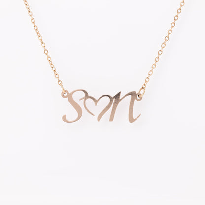 Double Initial Heart Necklace Gift for Wife, Mom, Sister Cute