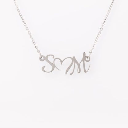 Double Initial Heart Necklace Gift for Wife, Mom, Sister Cute