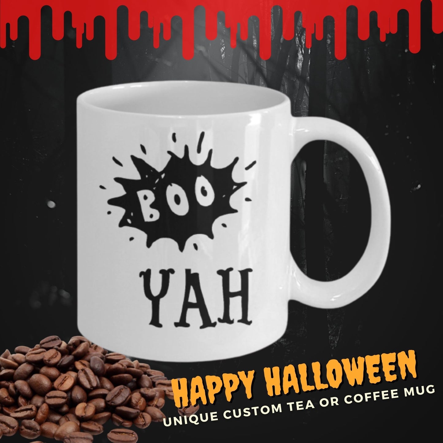 Halloween coffee mug tea cup funny gift for Her Him Ghost Boo Yah! Halloween Gifts Decor
