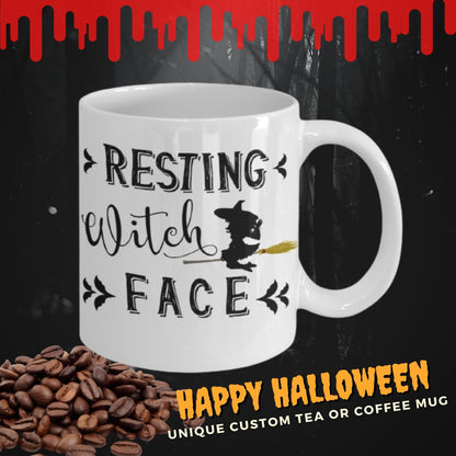 Resting Witch Face Mug Halloween Gothic coffee mug  tea cup funny gift for her party decor