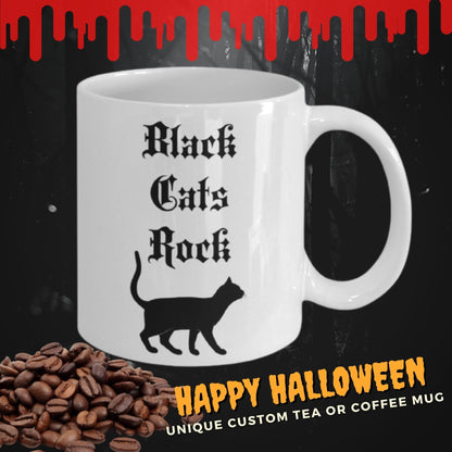 Black cat coffee mug Black cats rock Gothic Halloween Mug Cat lovers Mug