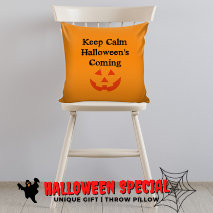 Halloween Pillowcase Keep Calm Halloween's Coming funny heavyweight faux Linen Burlap cover home room decor