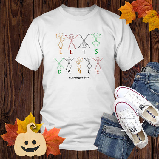Dancing Skeleton Tee Shirt Halloween T-Shirt Funny Graphic Tee Men Women
