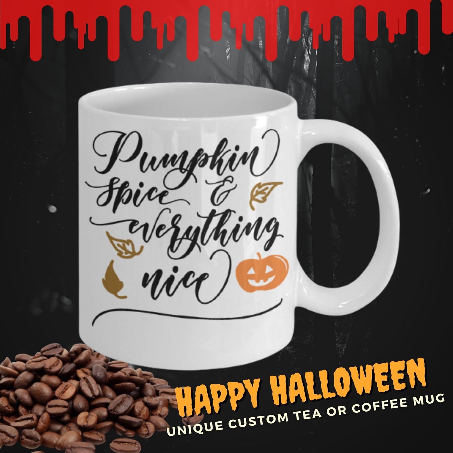 Fall coffee mug Pumpkin spice tea cup gift Halloween birthday gift