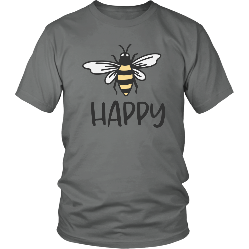 Be Happy Graphic Tee Shirt For Men Women Motivational Nature Funny Shirt  Bee Lovers