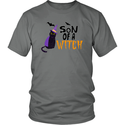 Son Of A Witch Cat Halloween T-Shirt Funny Witch Shirt Graphic Tee Black Cat