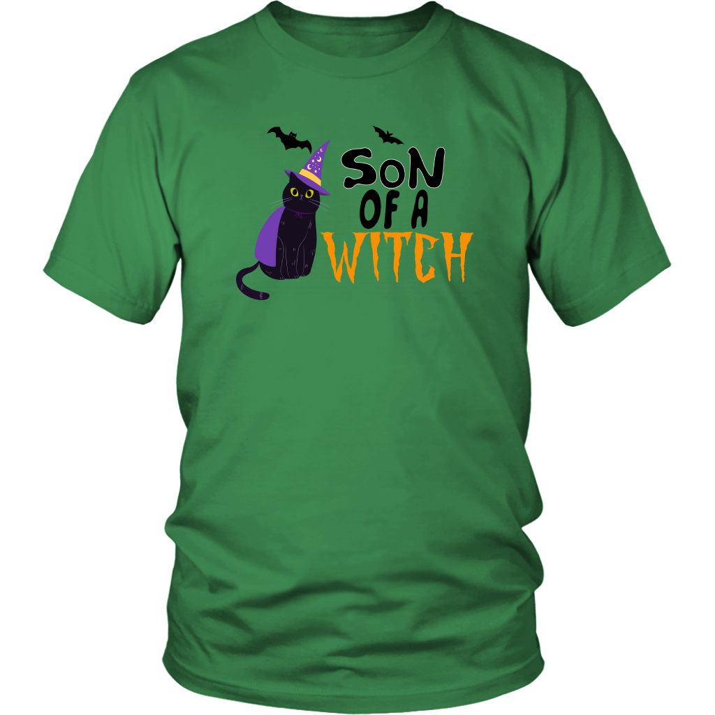 Son Of A Witch Cat Halloween T-Shirt Funny Witch Shirt Graphic Tee Black Cat