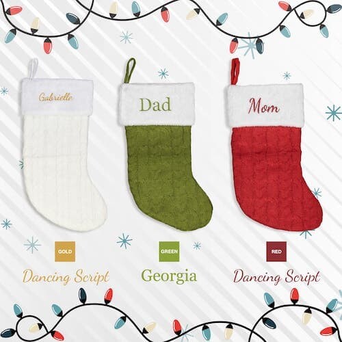Personalize Christmas Stocking Embroidered Decoration
