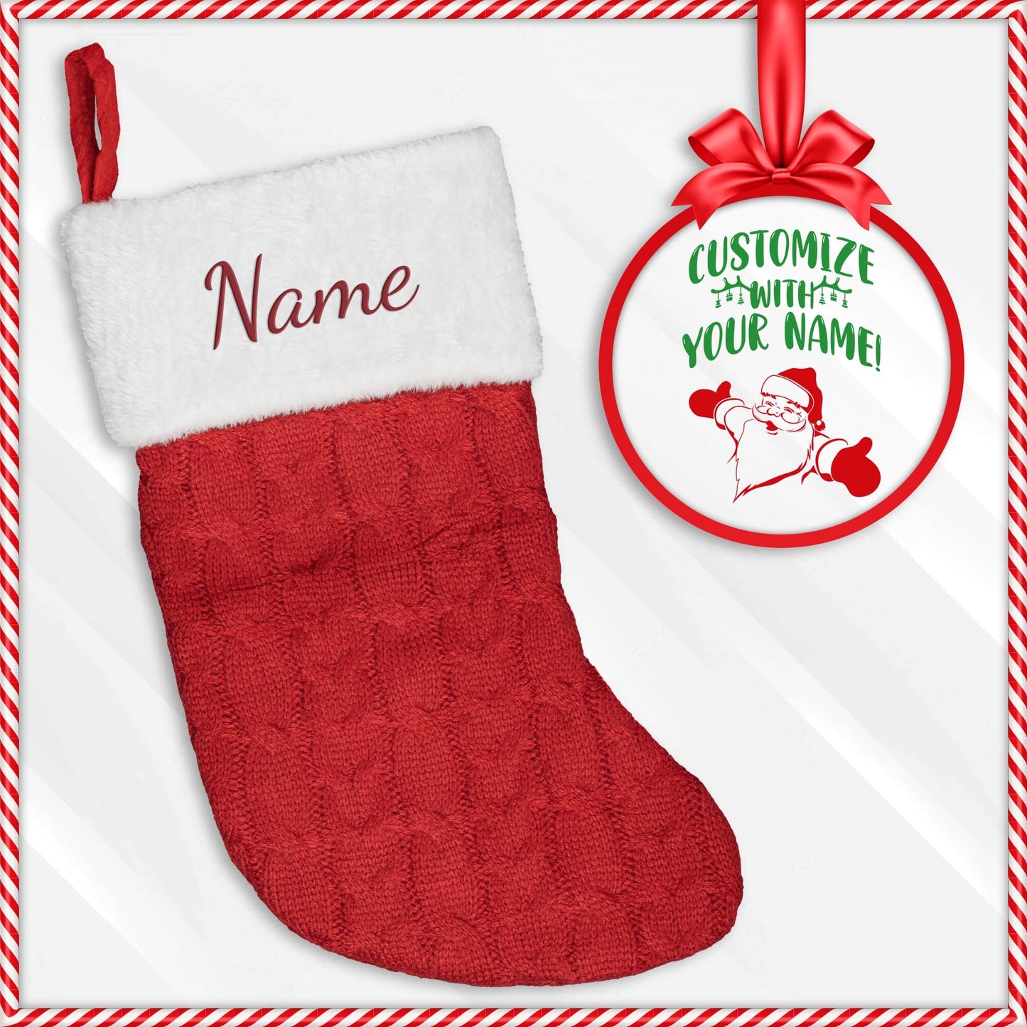 Personalize Christmas Stocking Embroidered Decoration