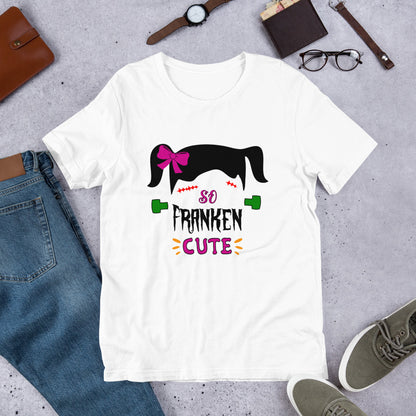 So Franken Cute Halloween Shirt For Women Funny Frankenstein Graphic Tee