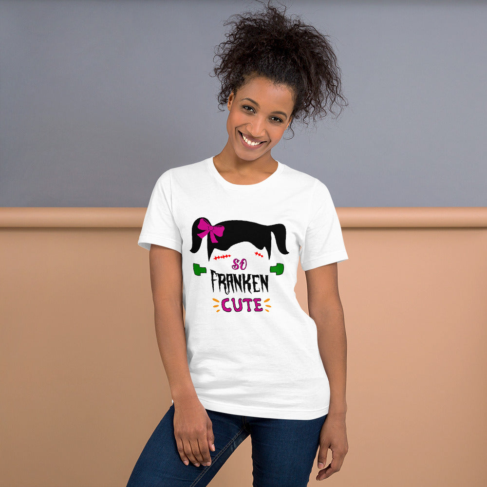 So Franken Cute Halloween Shirt For Women Funny Frankenstein Graphic Tee