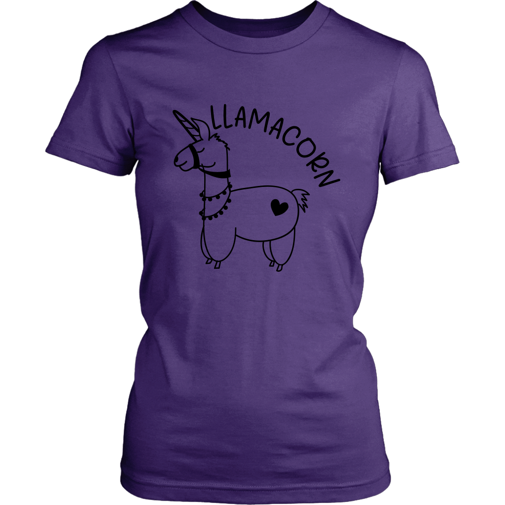 Purple Llamacorn T-shirt Funny Women Graphic Tee