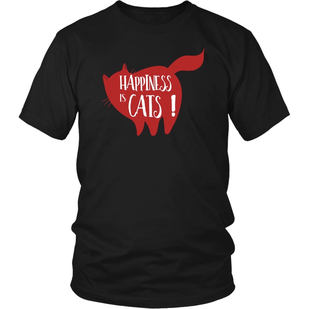 Happiness is Cats! T-shirt Cat Lady Cat Dad Mom Gift Custom T shirt for Her Him Funny Shirt