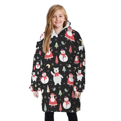 Kids' Christmas Pullover Hooded Lounger Sleepwear Flannel Cute Lounge Wear