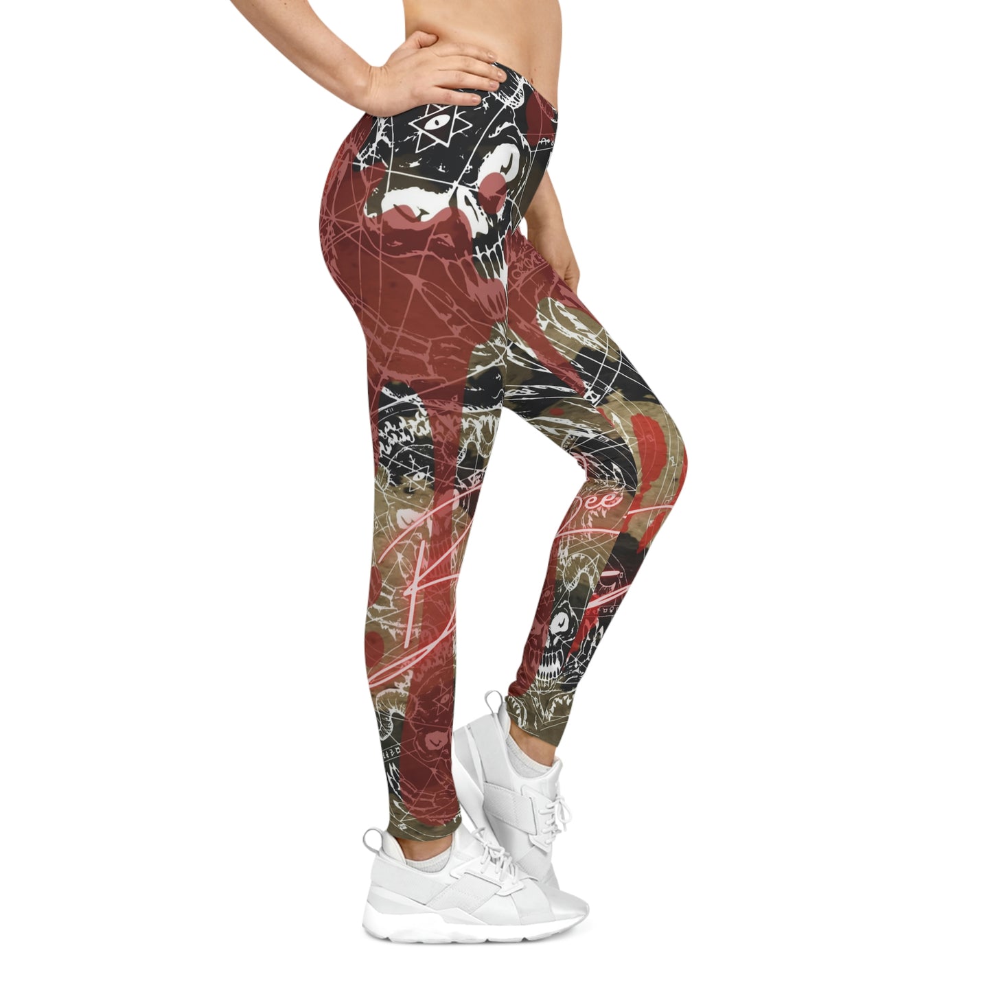 Women's Goth Grunge Y2k Abstract Casual Leggings (AOP), Trendy Gym Sportwear