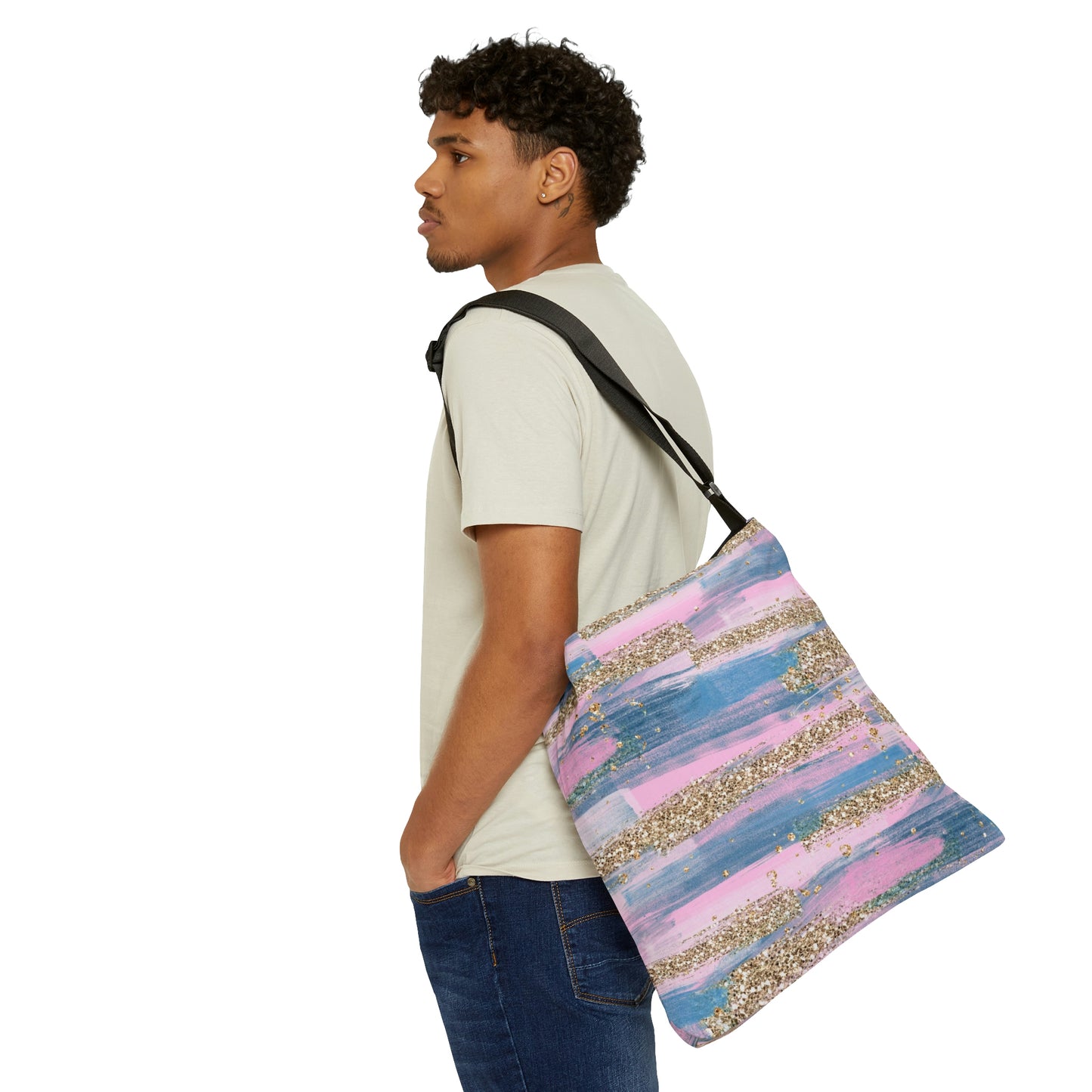 Glitter Weekender Bag for Women, Glitter Tote Bag, Adjustable Zippered Tote Bag With Pockets, Tote Bag Canvas