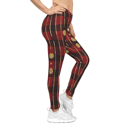 Christmas Leggings for Women, Red & Black Plaid Winter Casual Pants, Women's Holiday Clothing